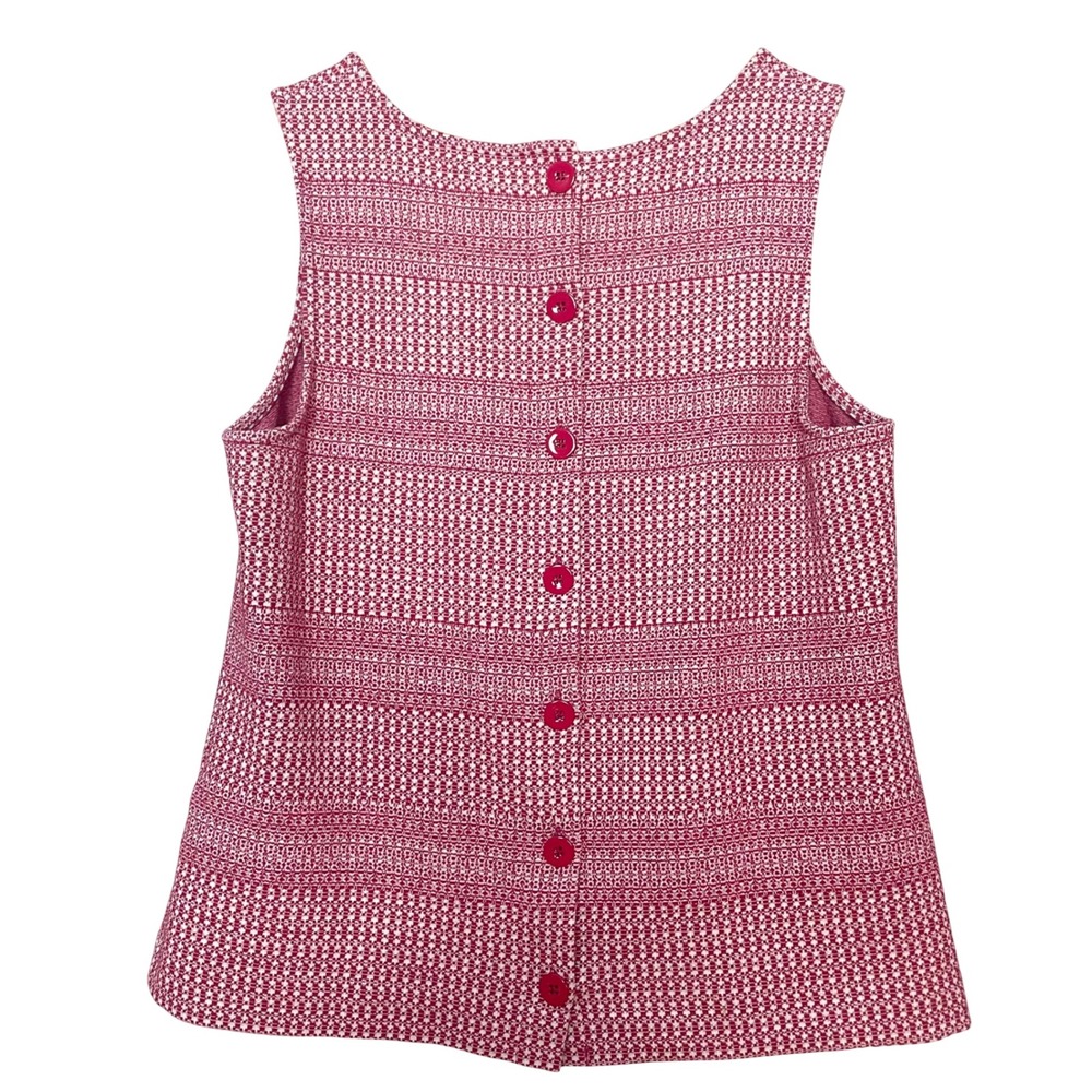 Banana Republic Striped Top Button Back Tank Pink White Woven Sleeveless Large - Picture 2 of 12
